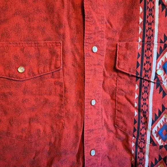 Vintage 90s Wrangler Western Pearl Snap Shirt Navajo Design/Southwestern - Picture 8 of 8